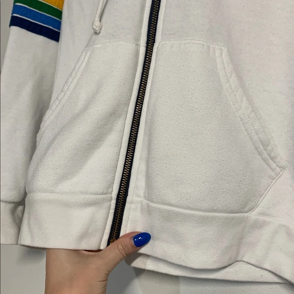 AVIATOR NATION WOMENS ZIP UP HOODIE SWEATSHIRT WHITE MEDIUM - Picture 5 of 7